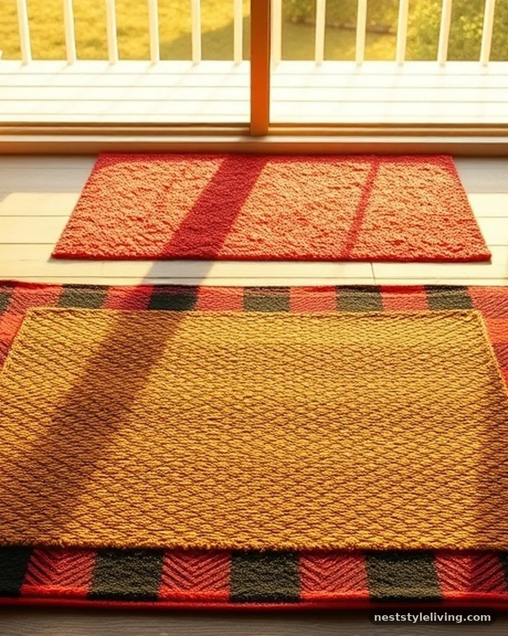 Plaid Layered Doormats - 19 Christmas Front Porch Decor Ideas to Wow Guests