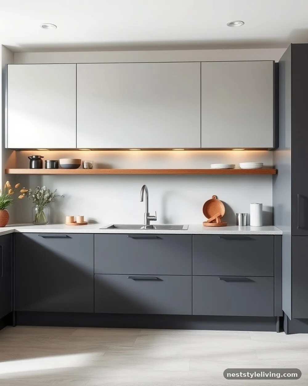Slate Grey and Soft Grey - 22 Two Tone Kitchen Cabinet Ideas to Try at Home