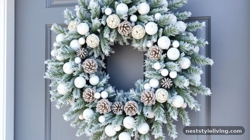 Snowy White Berry and Pinecone Wreath - 16 Christmas Wreaths to Make Your Door Stand Out