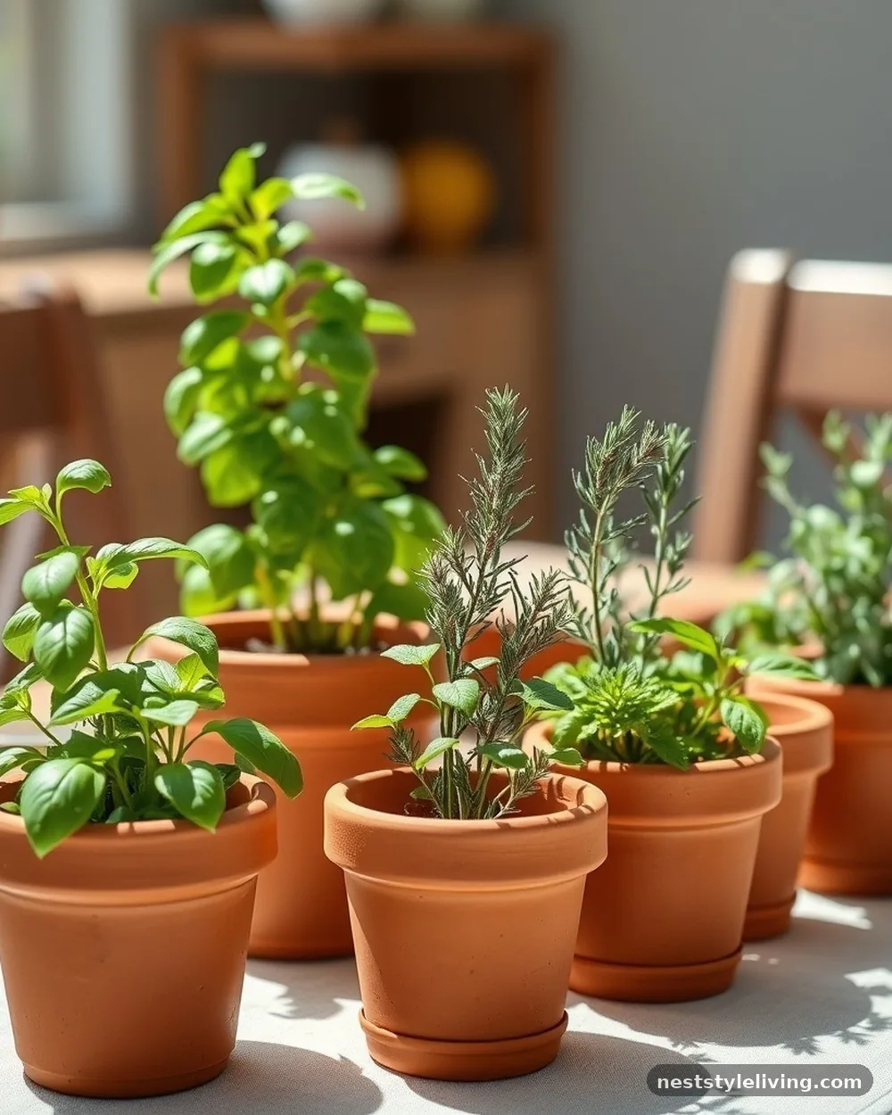 Terracotta Pot Herb Displays - 16 Nature Inspired Table Ideas to Bring the Outdoors In
