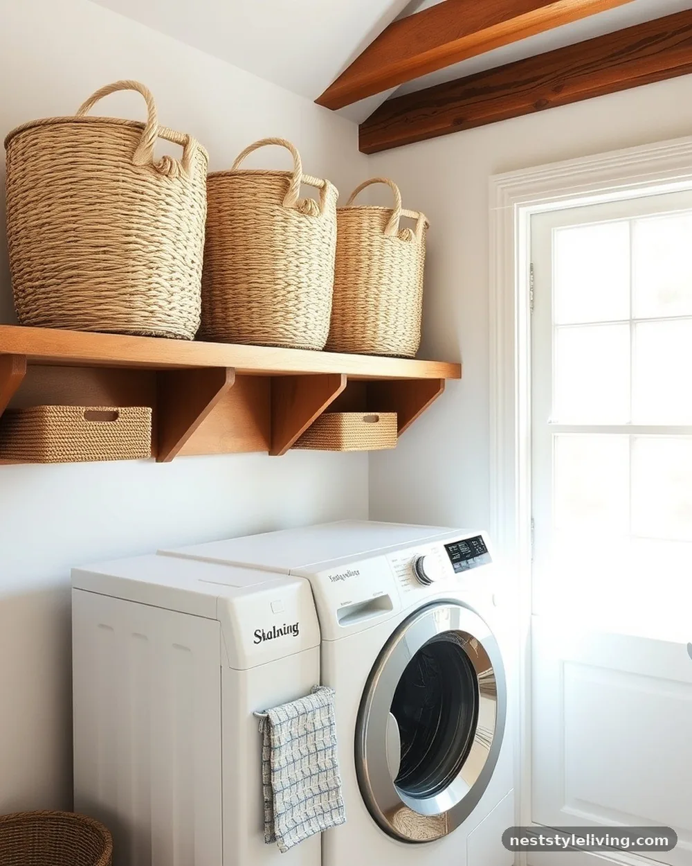 Woven Seagrass Baskets - 23 Farmhouse Laundry Room Ideas for a Cozy Space