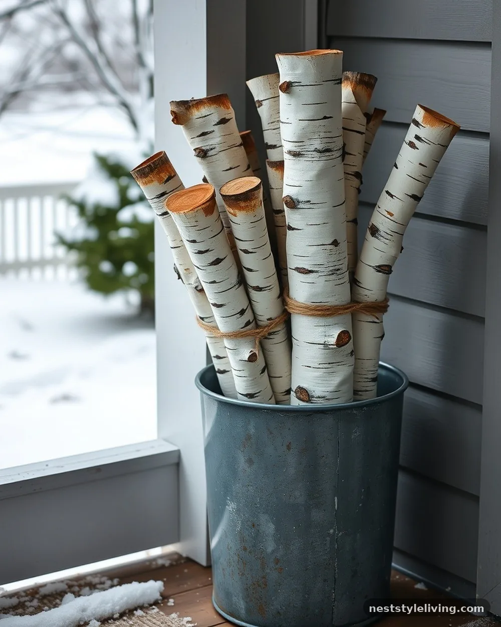 Birch Log Bundles - 17 Winter Porch Ideas for a Cozy Seasonal Welcome