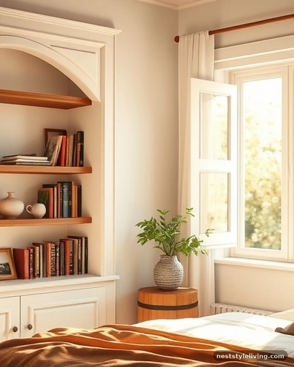 Bookshelves Built into Alcoves - 16 Nancy Meyers Inspired Bedroom Ideas to Copy
