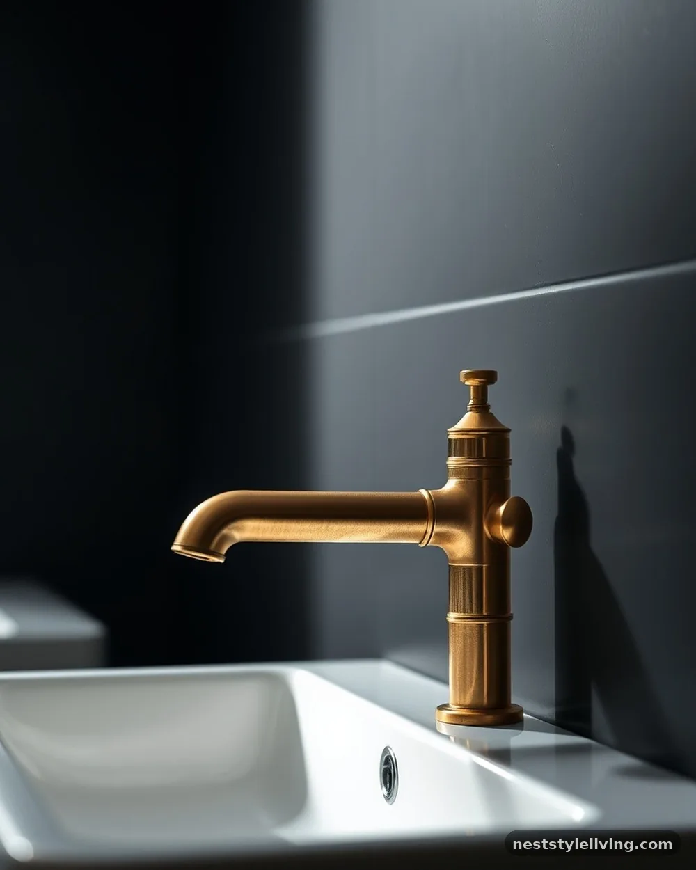 Brass Hardware Against Black Walls - 14 Black and White Bathroom Ideas That Look Timeless