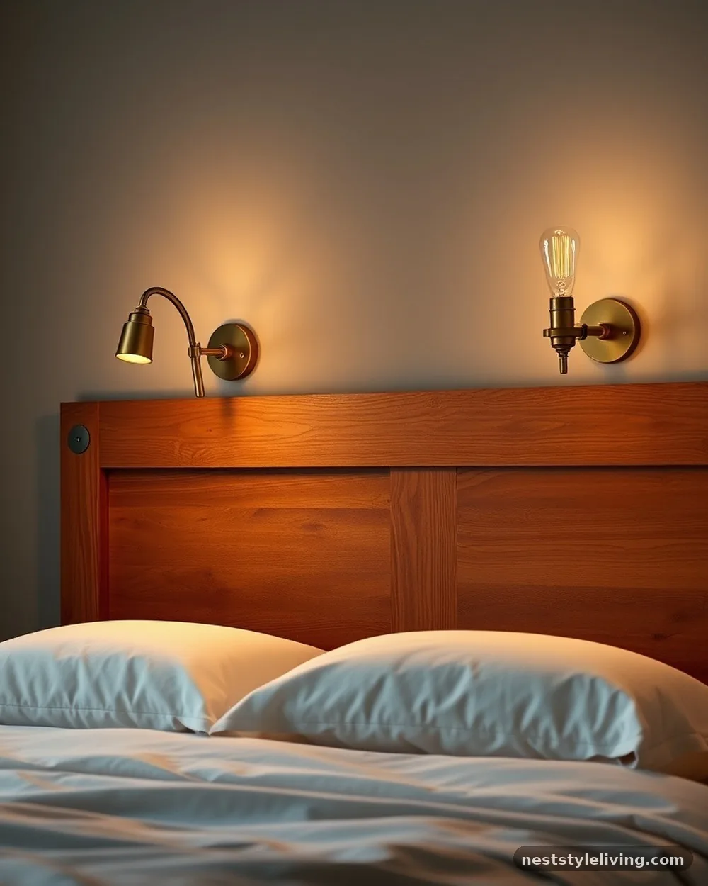 Brass Wall-Mounted Sconces - 14 Cozy Farmhouse Bedroom Ideas You'll Want to Copy