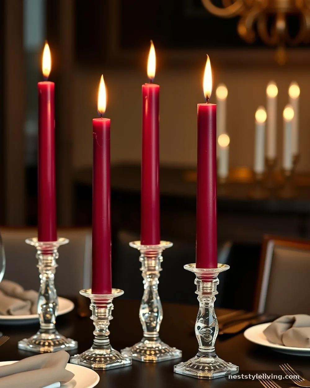 Burgundy Taper Candles - 19 Burgundy Christmas Decorations That Look Expensive