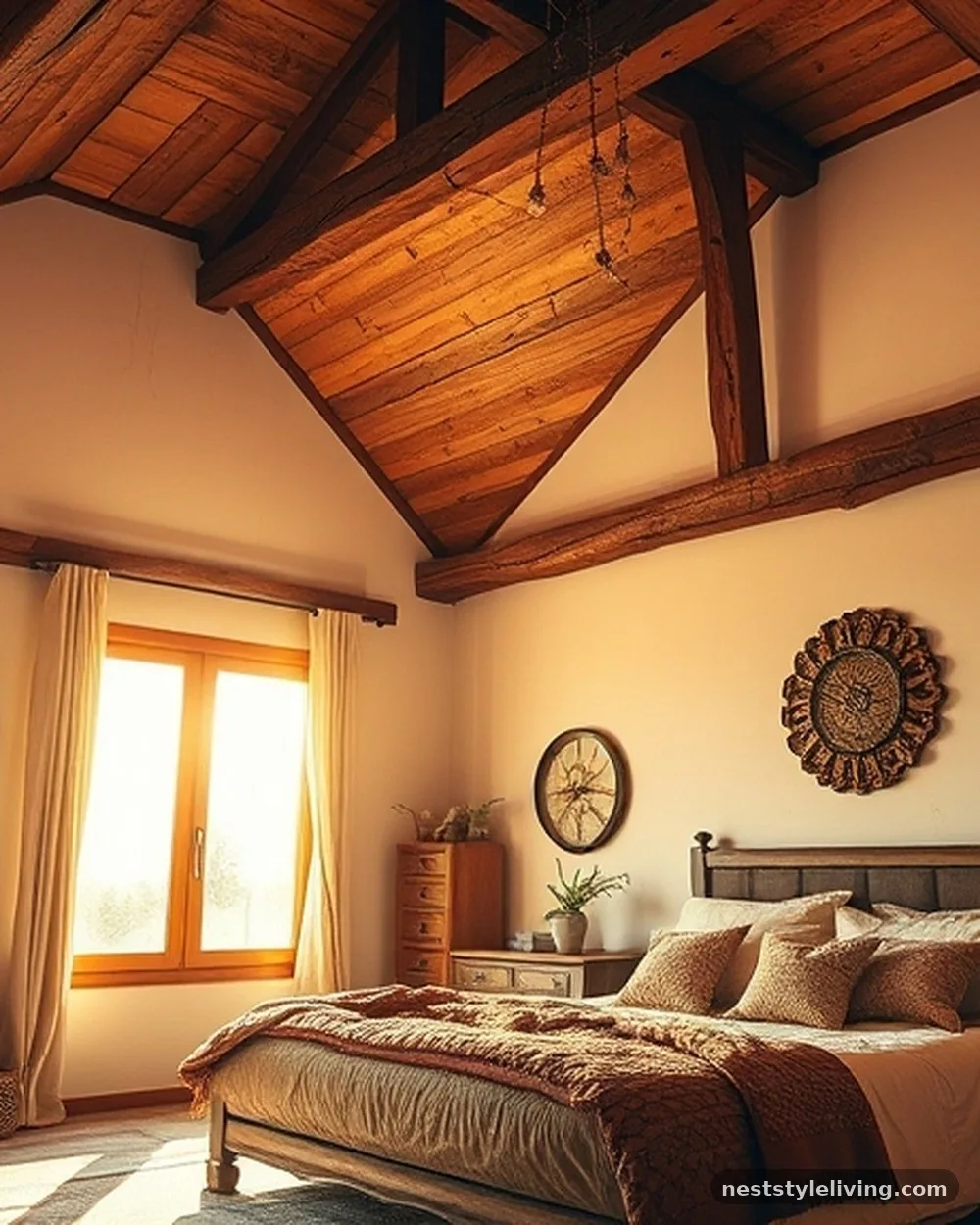Exposed Wooden Beams - 19 Boho Bedroom Ideas That Feel Warm and Inviting