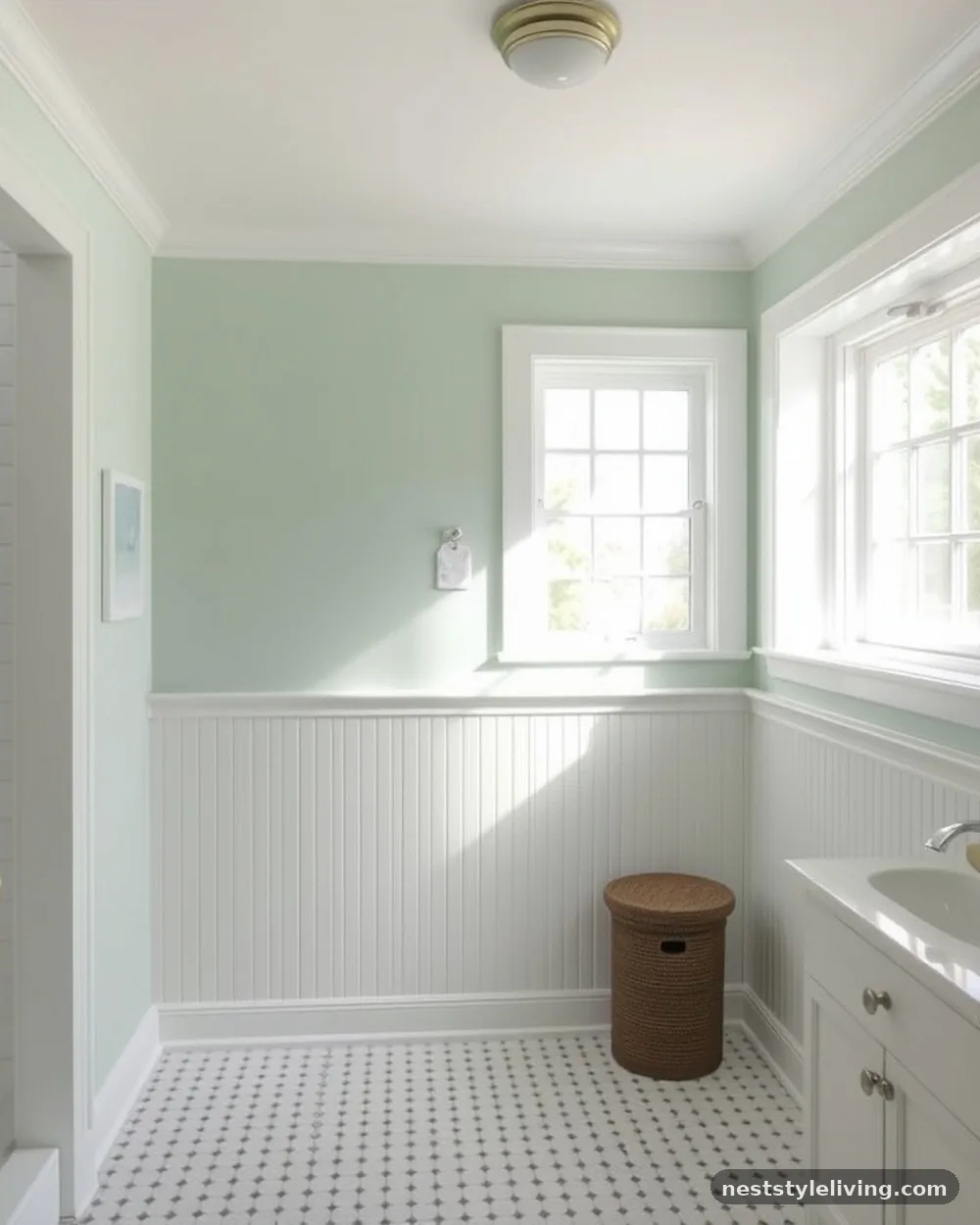Mint Green Beadboard Wainscoting - 22 Green Bathroom Ideas for a Fresh, Serene Space