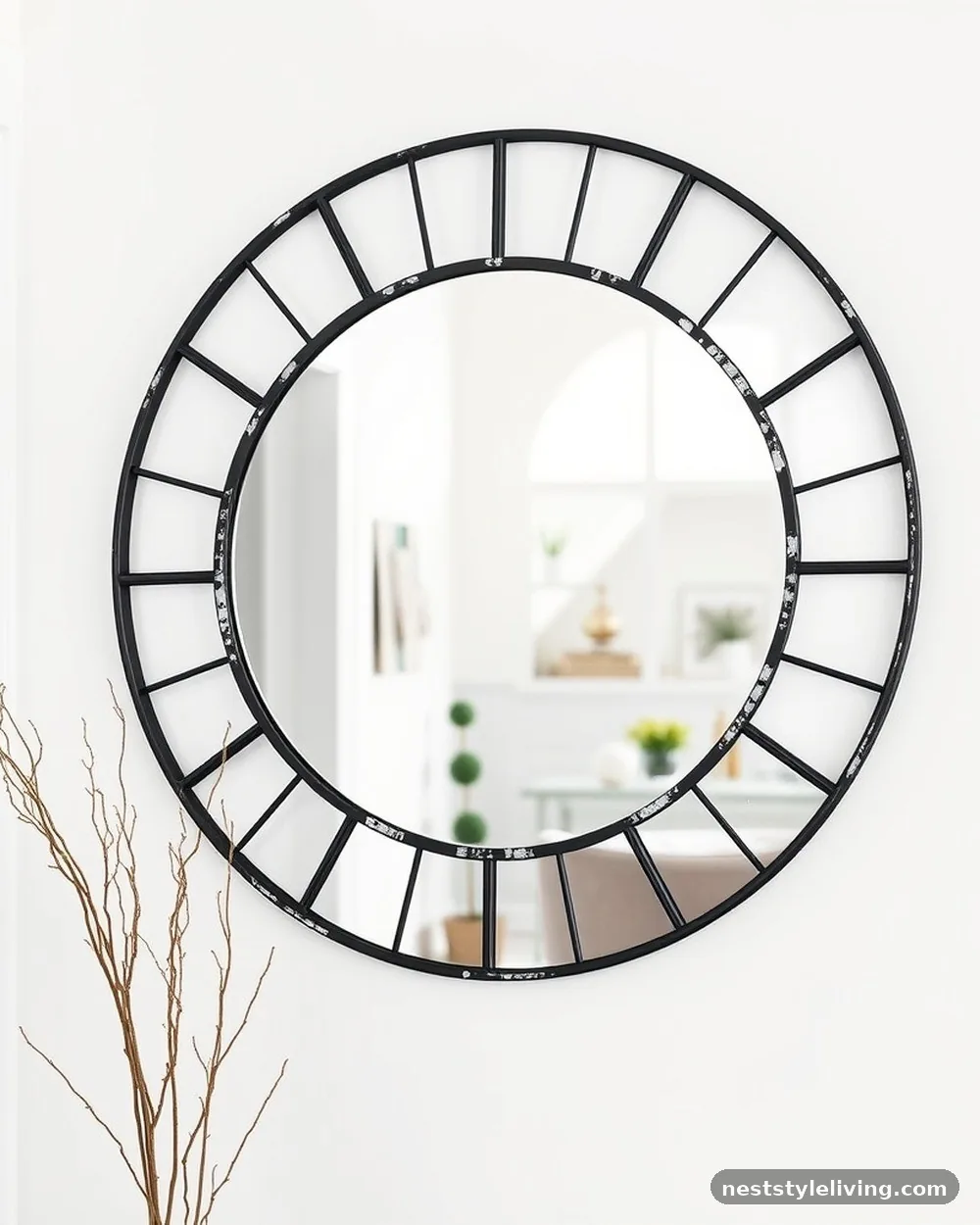 Oversized Round Mirror - 17 Farmhouse Entryway Ideas That Welcome Guests in Style