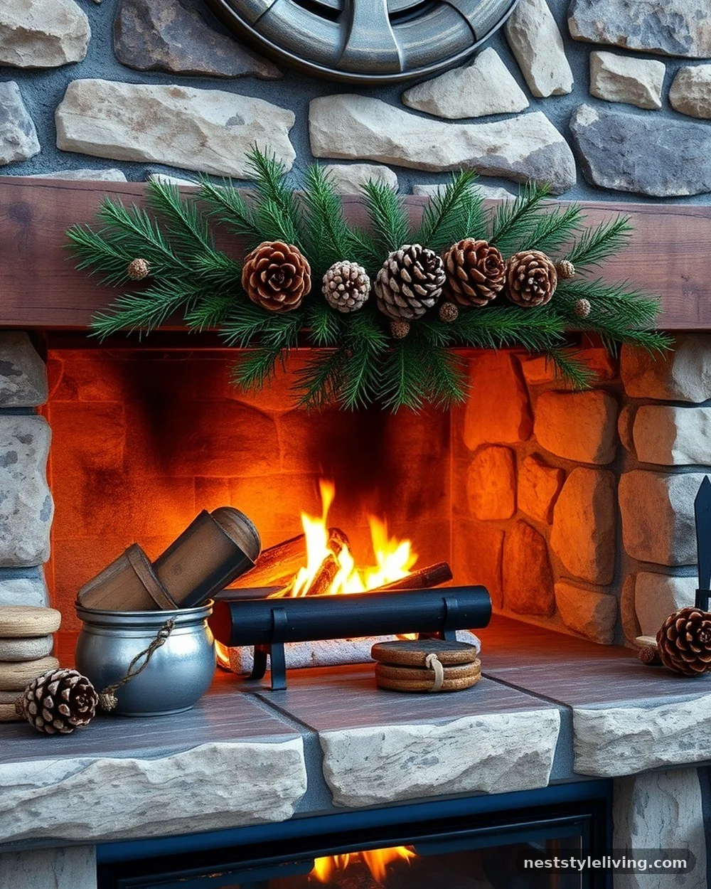 Pinecone and Juniper Mantels - 18 Ralph Lauren Inspired Christmas Ideas to Recreate