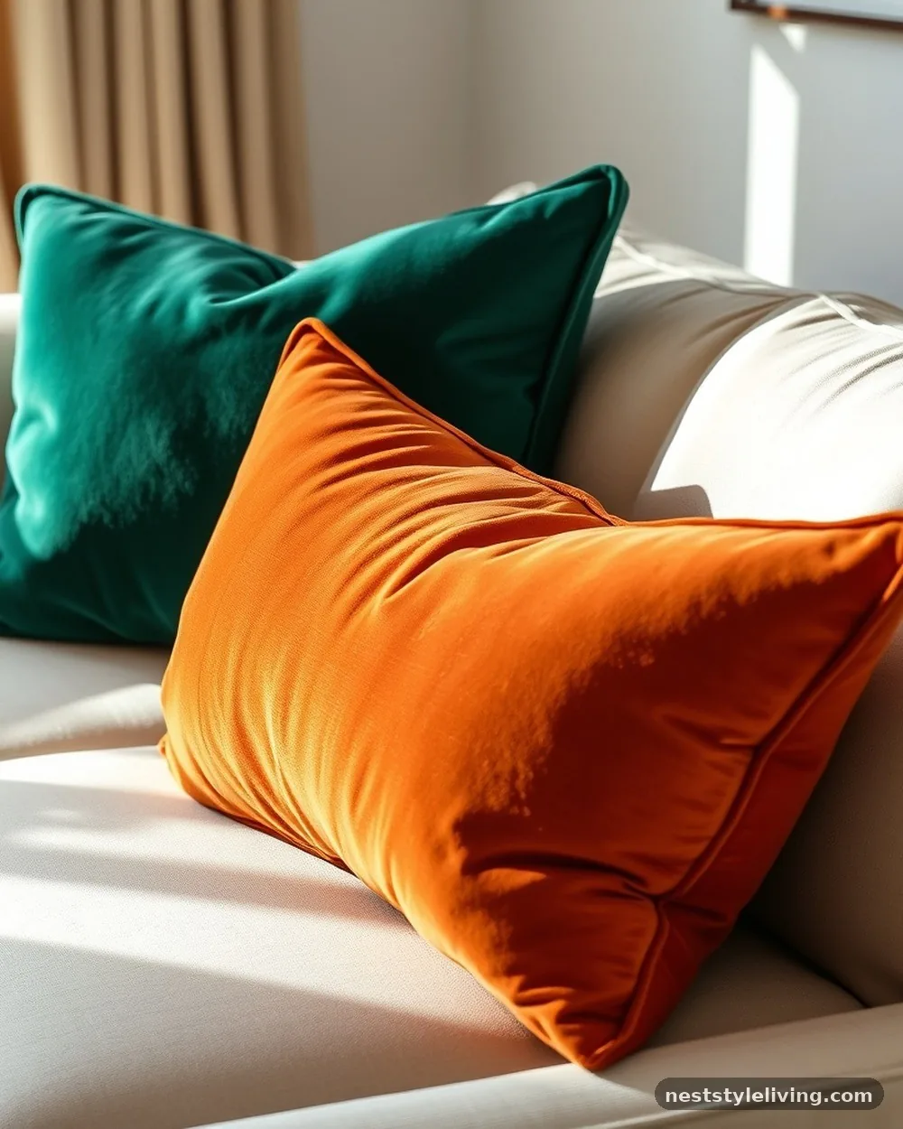 Velvet Throw Pillows - 22 Boho Living Room Ideas That Look Designer Approved