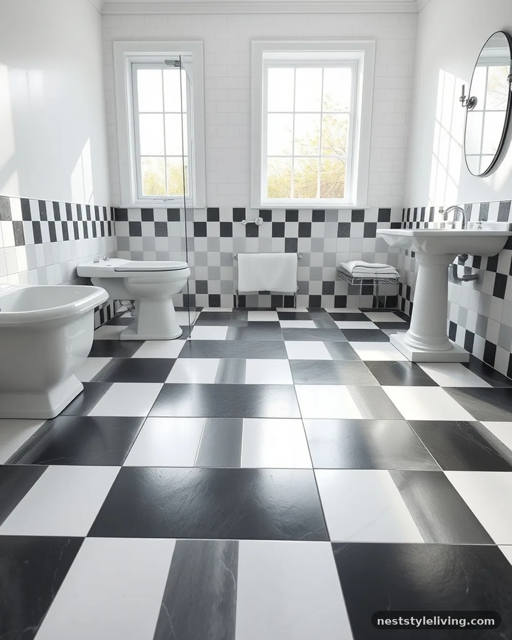 Checkerboard Floor Tiles - 14 Black and White Bathroom Ideas That Look Timeless