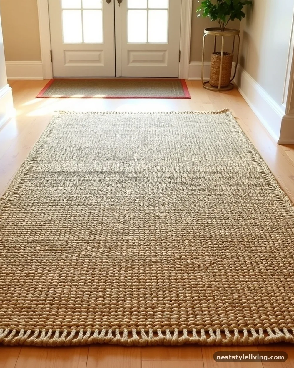 Durable Jute Area Rug - 17 Farmhouse Entryway Ideas That Welcome Guests in Style