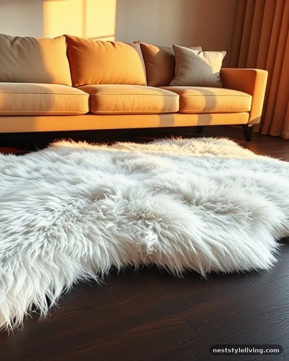 Faux Sheepskin Rugs for Texture - 20 Christmas Living Room Ideas for a Cozy Home