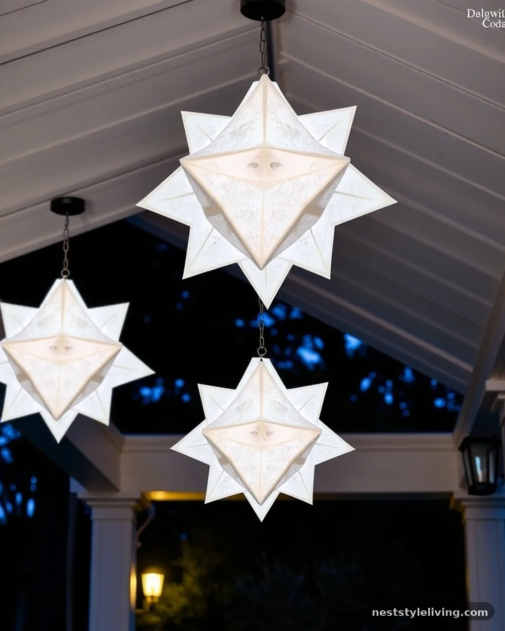 Hanging Moravian Stars - 20 Outdoor Christmas Decorations to Brighten Your Yard