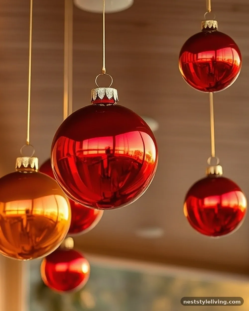 Hanging Ornaments from the Ceiling - 19 Christmas Front Porch Decor Ideas to Wow Guests