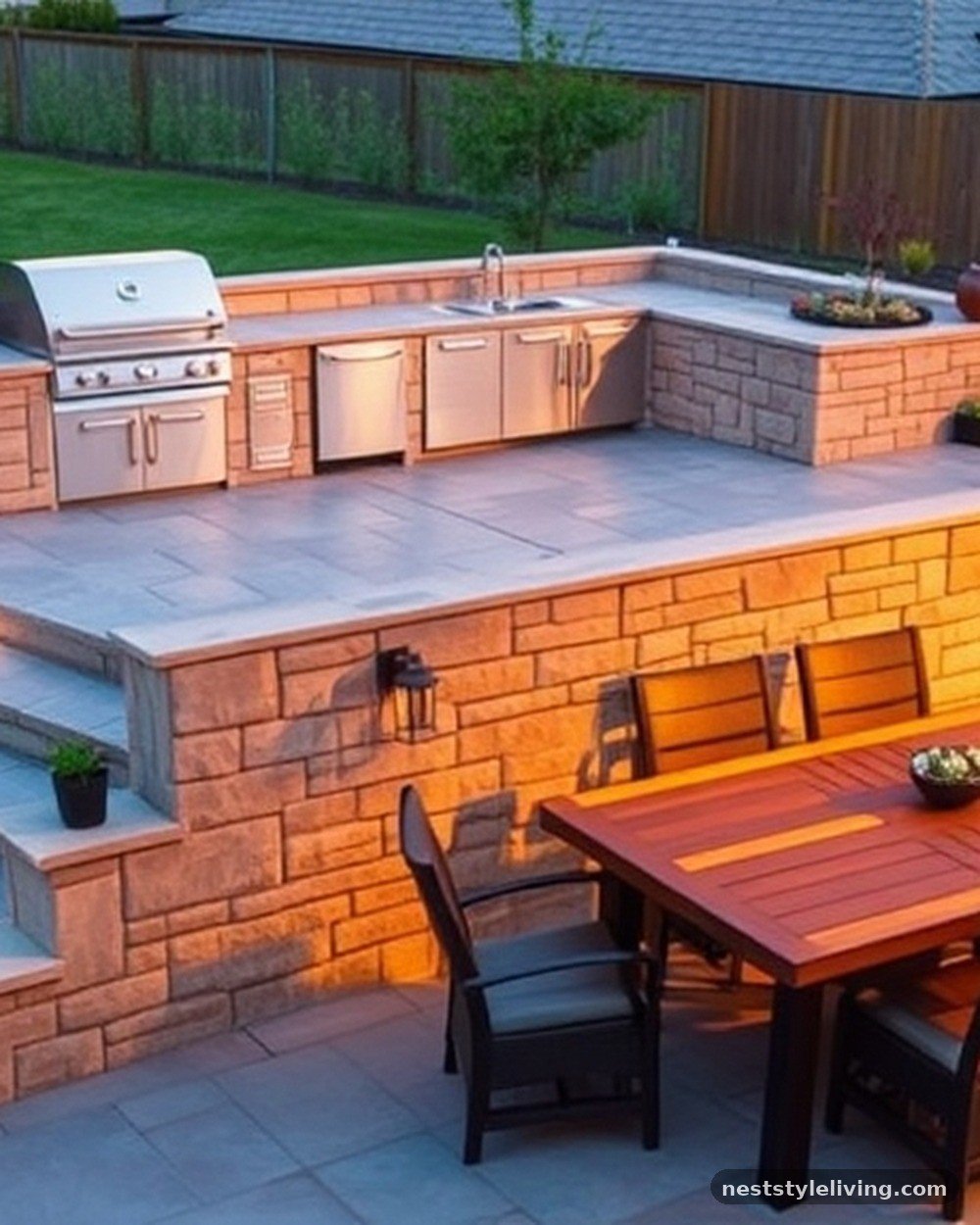 7. Split-Level Tiered Kitchen