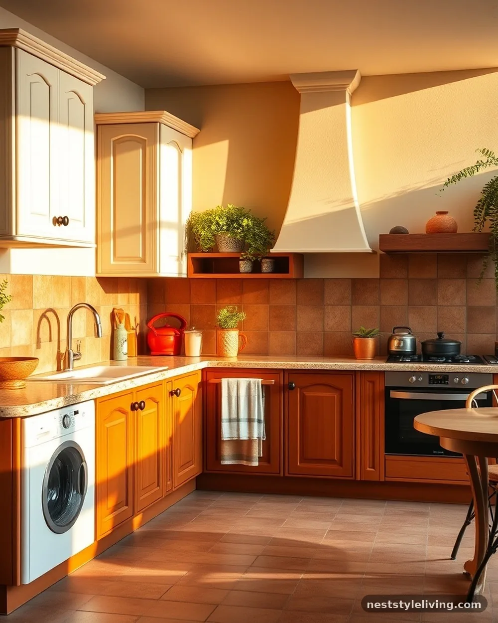 Terracotta and Cream - 22 Two Tone Kitchen Cabinet Ideas to Try at Home