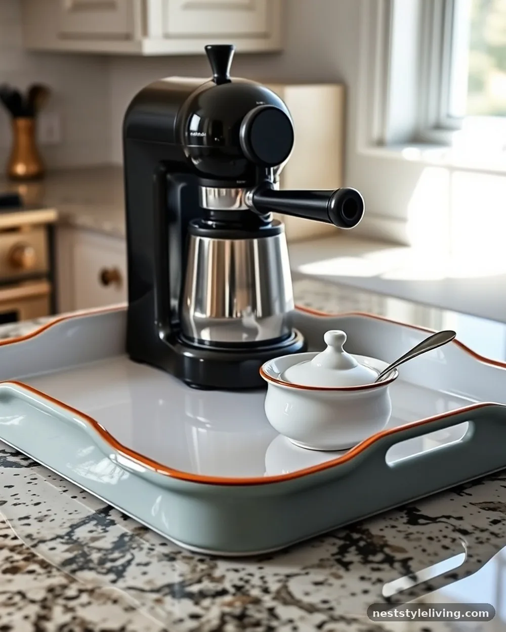 Vintage Enamelware Trays - 21 Coffee Bar at Home Ideas for a Stylish Cozy Space