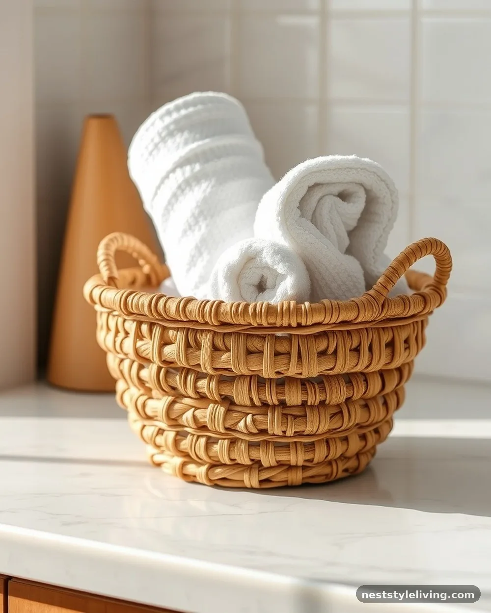 Woven Seagrass Baskets - 18 Bathroom Counter Decor Ideas for an Instant Glow-Up