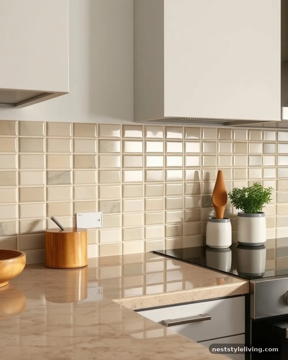 Zellige Tile Accents - 15 Warm Neutral Kitchen Ideas for a Cozy Stylish Look