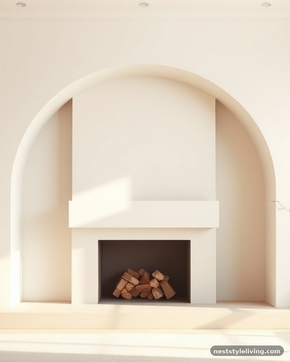 8. Arched Plaster Fireplace