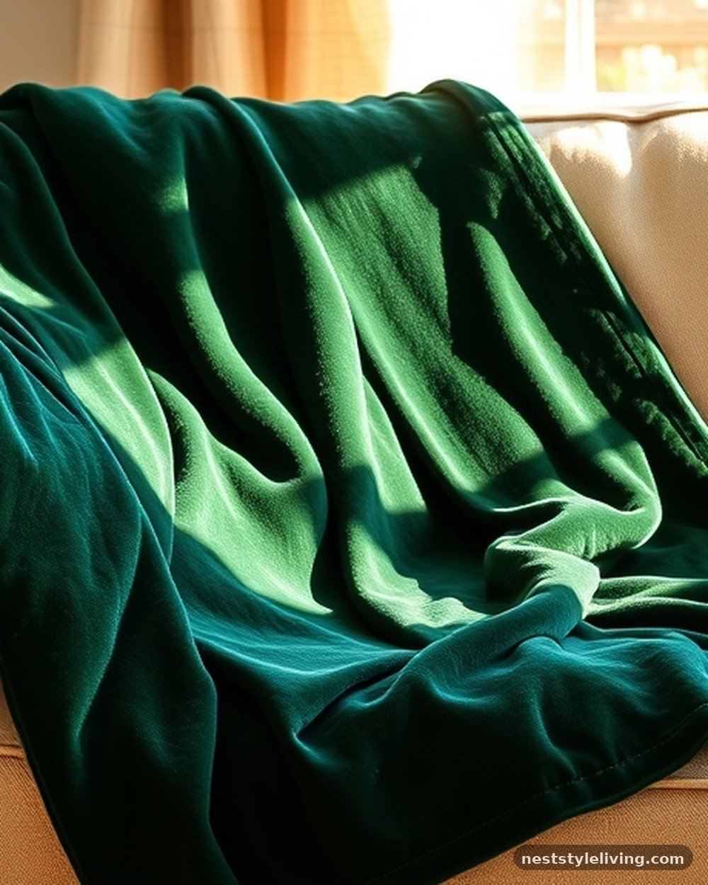 8. Deep Forest Green Velvet Throw