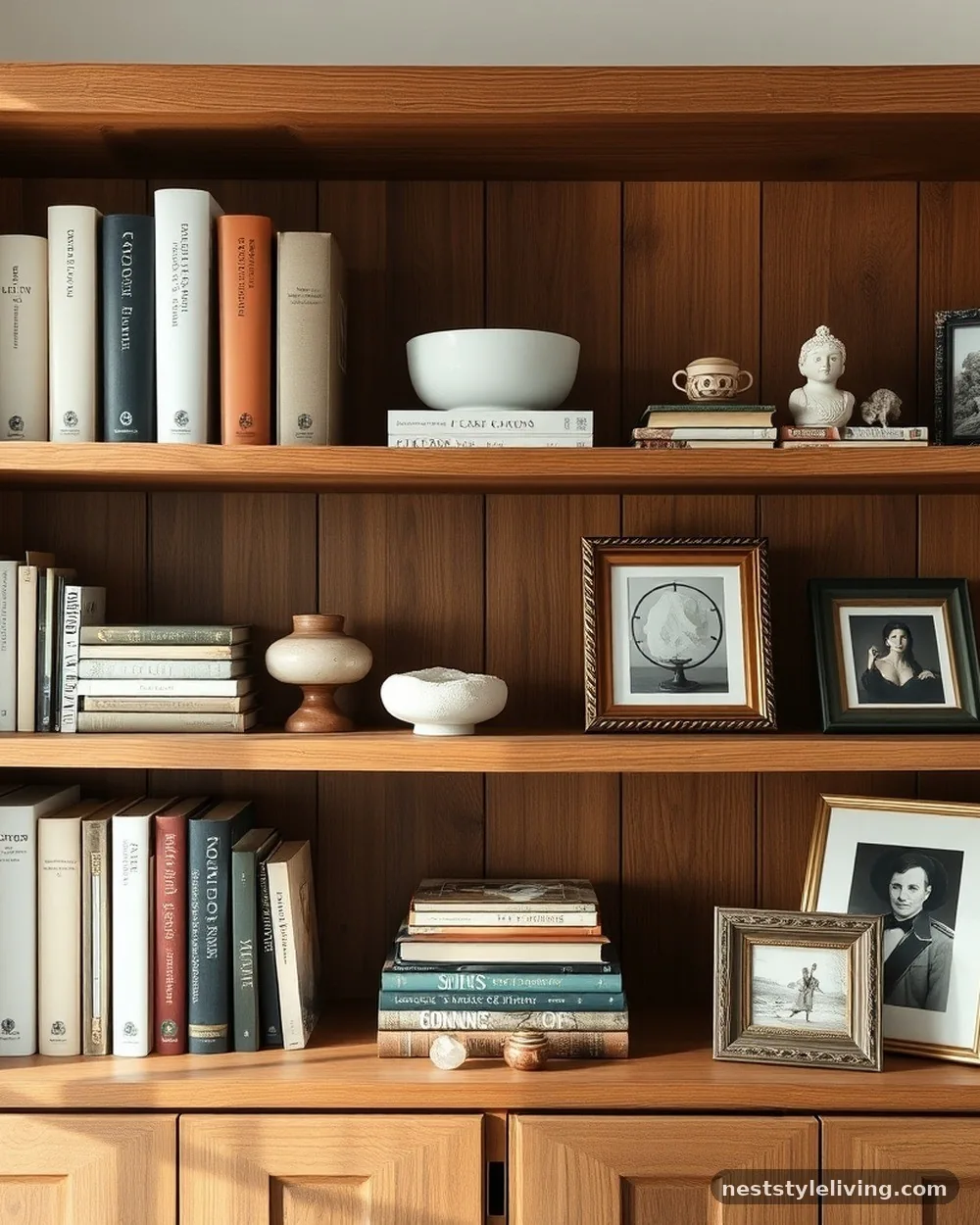 Exposed Bookshelves with Curated Objects - 21 Boho Apartment Ideas for a Cozy Soulful Space