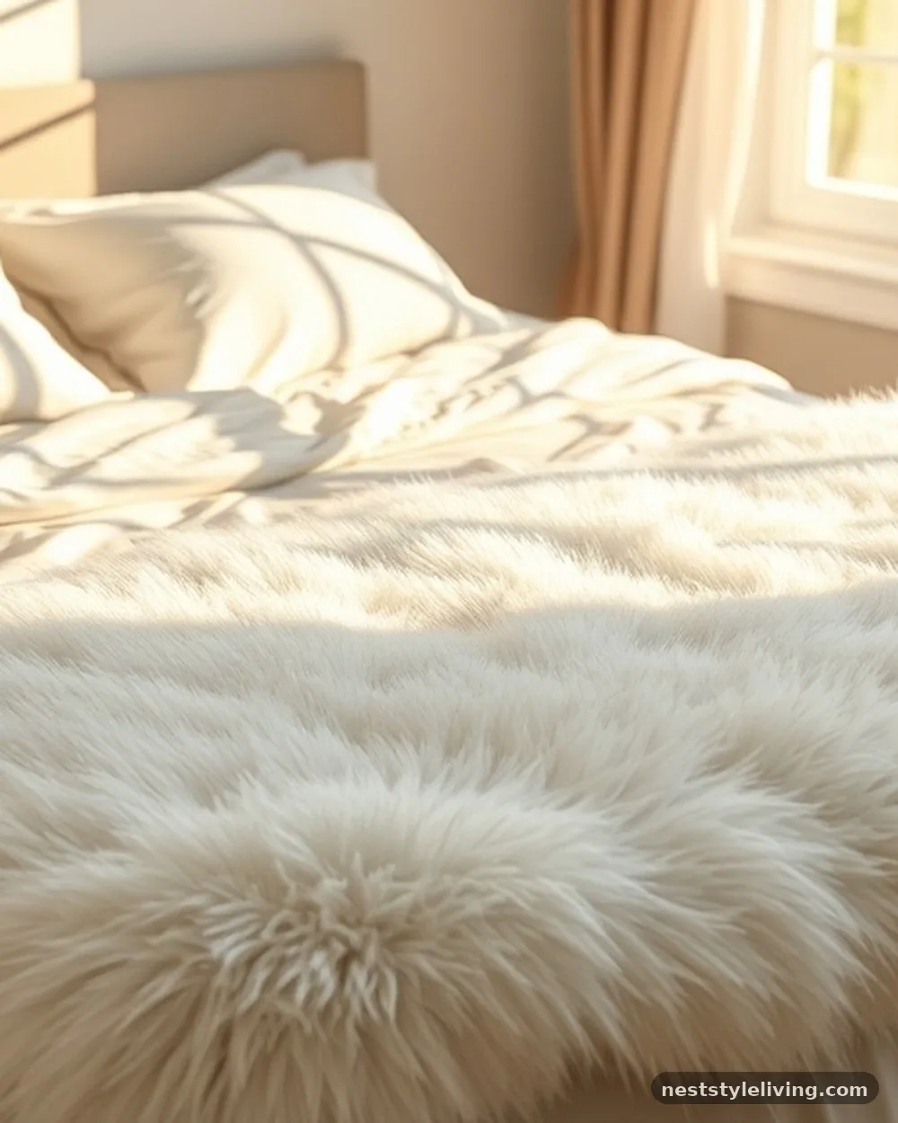 Faux Fur Bed Runner for Added Texture - 17 Christmas Bedroom Decor Ideas for a Cozy Holiday