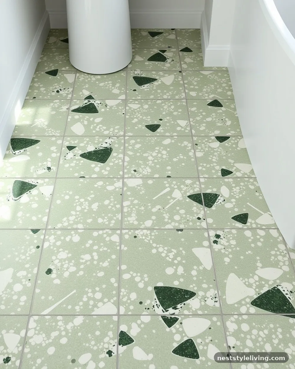 Hand-Painted Green Terrazzo - 22 Green Bathroom Ideas for a Fresh, Serene Space