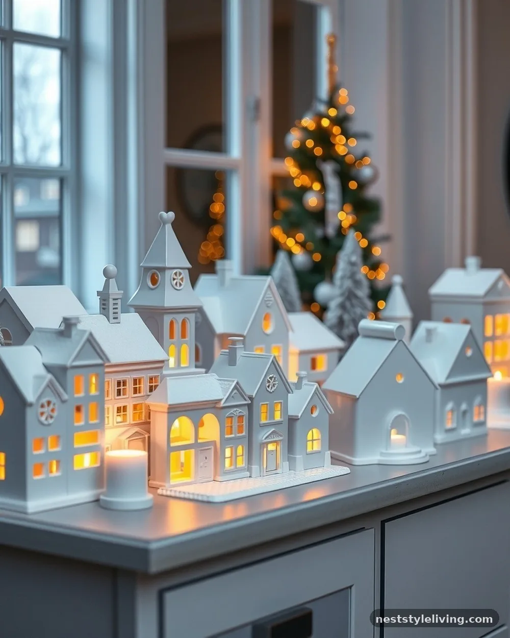 Monochromatic Ceramic Village - 18 Classy Christmas Decor Ideas That Look Expensive