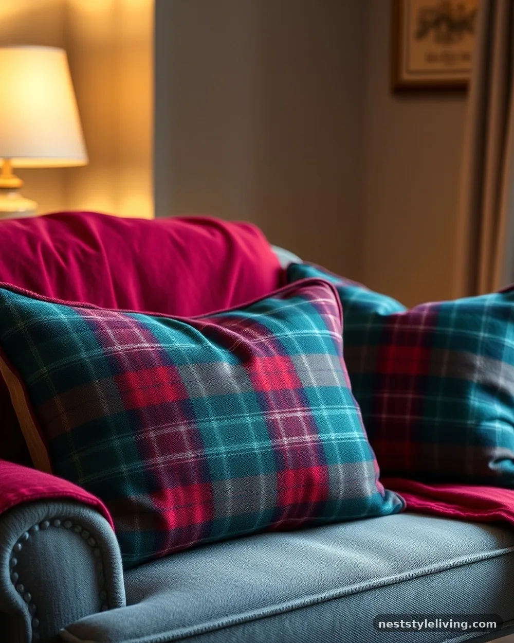 Plaid Flannel Pillow Covers - 20 Timeless Christmas Home Ideas for Cozy Holidays