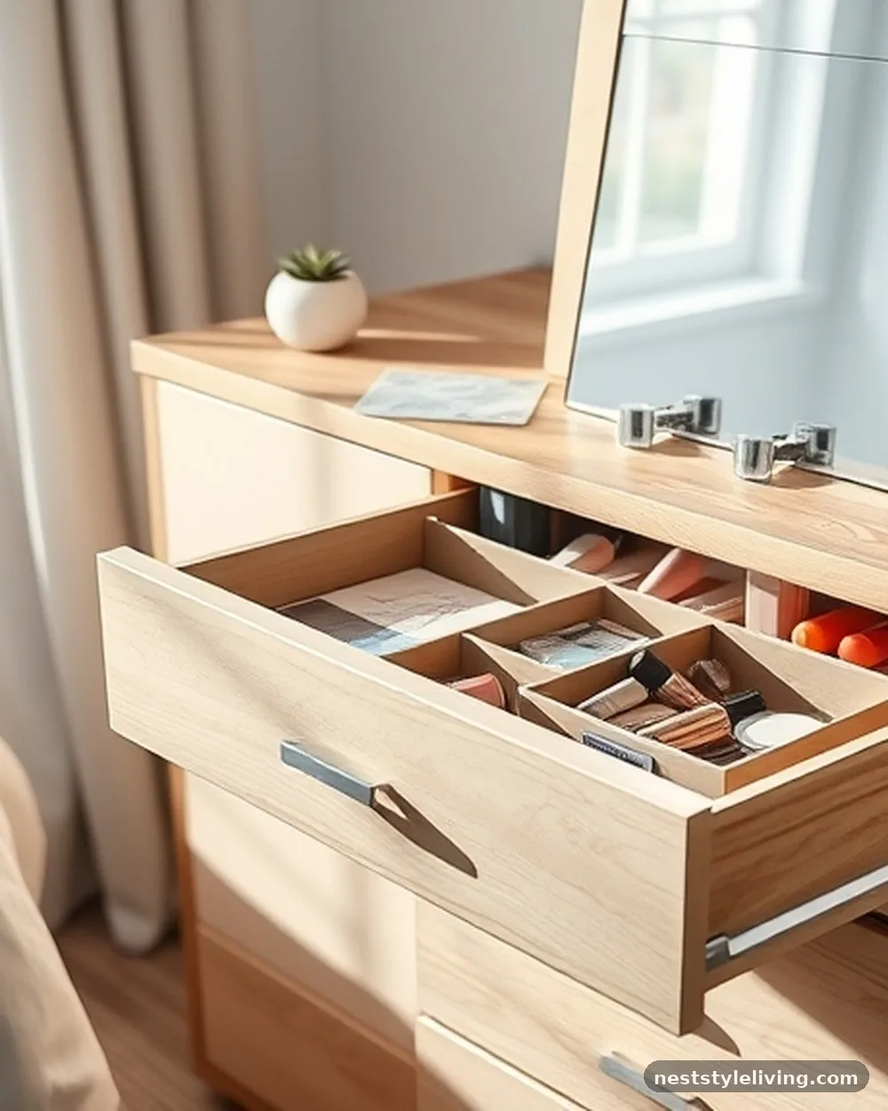 Pull-Out Vanity Drawers - 18 Small Bedroom Vanity Ideas That Maximize Space
