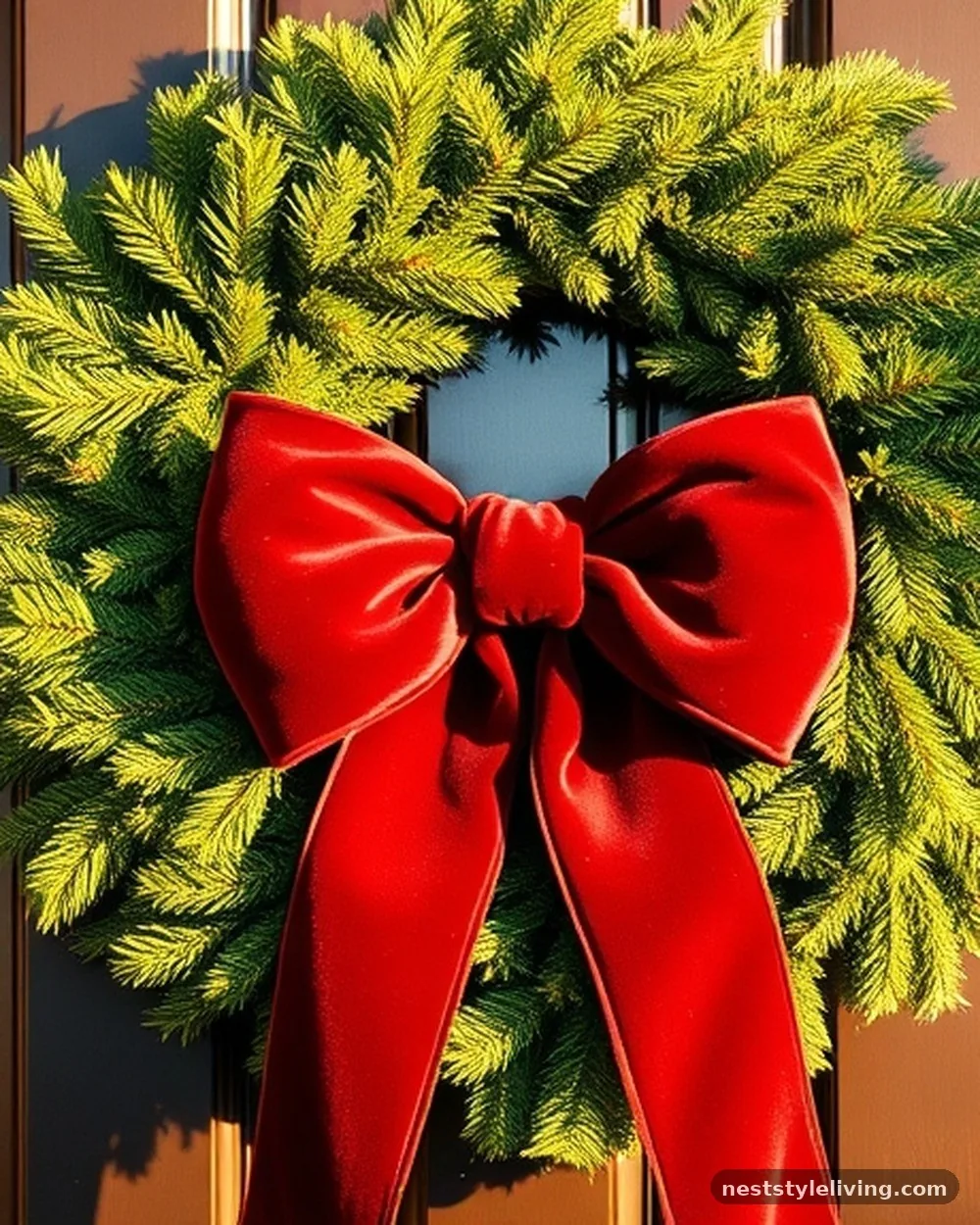 Velvet Ribbon Bows - 19 Christmas Front Porch Decor Ideas to Wow Guests