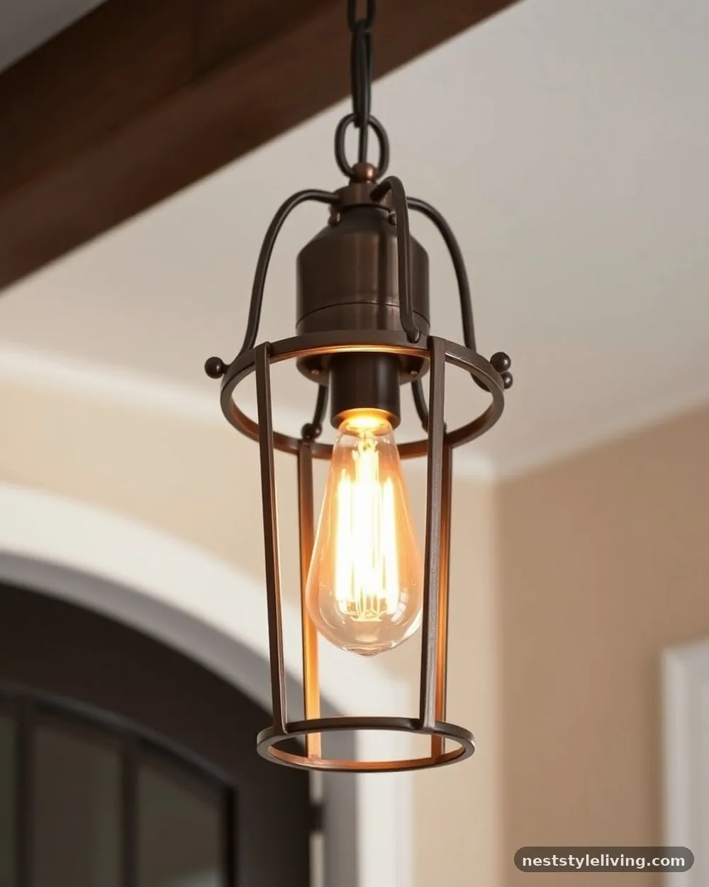 Lantern-Style Pendant Lighting - 17 Farmhouse Entryway Ideas That Welcome Guests in Style