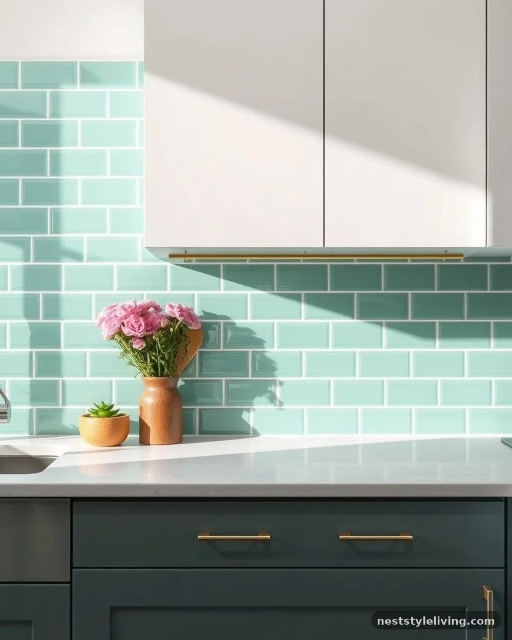 Mint Green Tile Backsplash - 21 Retro Kitchen Ideas for a Stylish Vintage Look
