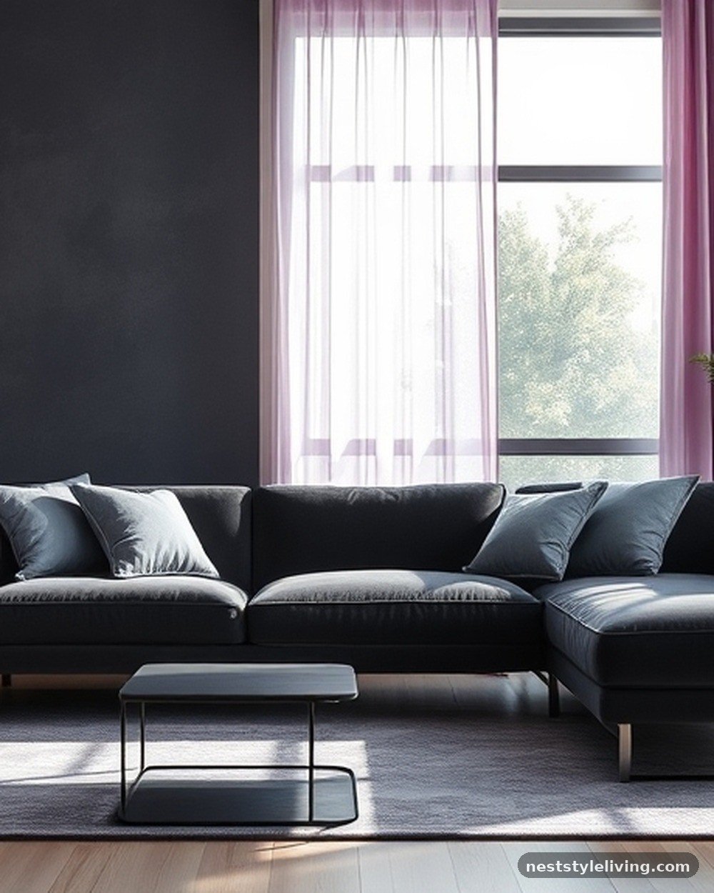 9. Soft Lilac and Charcoal
