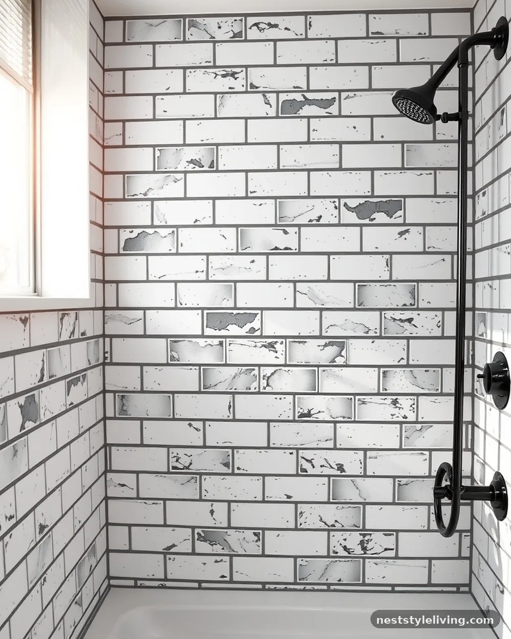 Subway Tile with Dark Grout - 20 Modern Farmhouse Bathroom Ideas to Copy Now