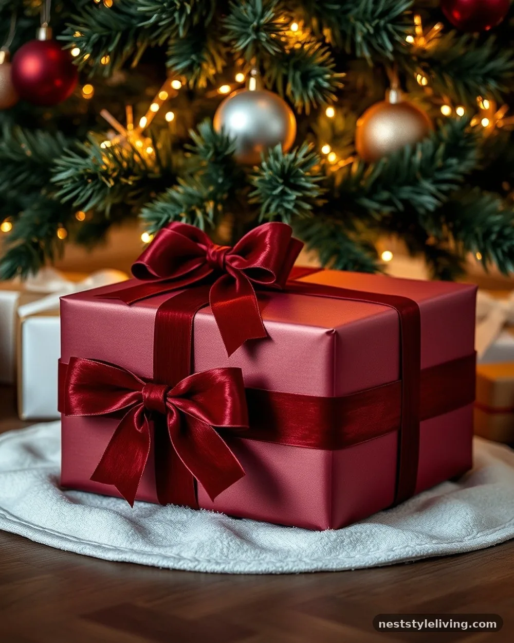 Velvet-Wrapped Gift Boxes - 19 Burgundy Christmas Decorations That Look Expensive