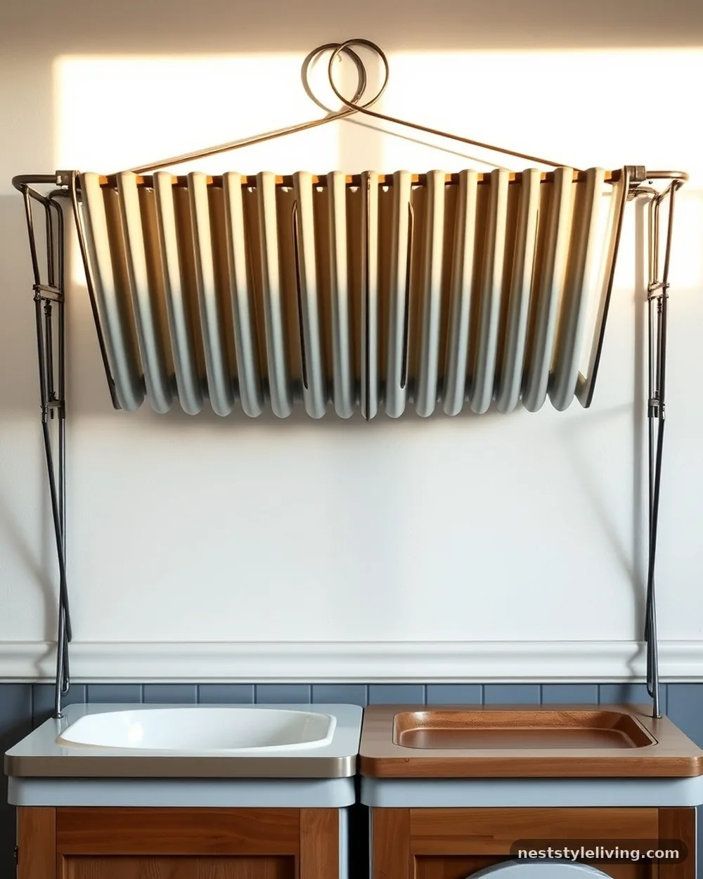 Vintage-Inspired Metal Drying Rack - 23 Farmhouse Laundry Room Ideas for a Cozy Space