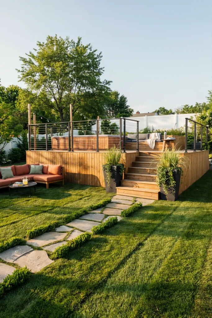 Wraparound Wood Deck