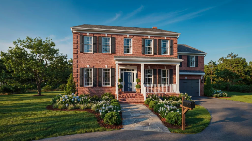 exterior color scheme for red brick house