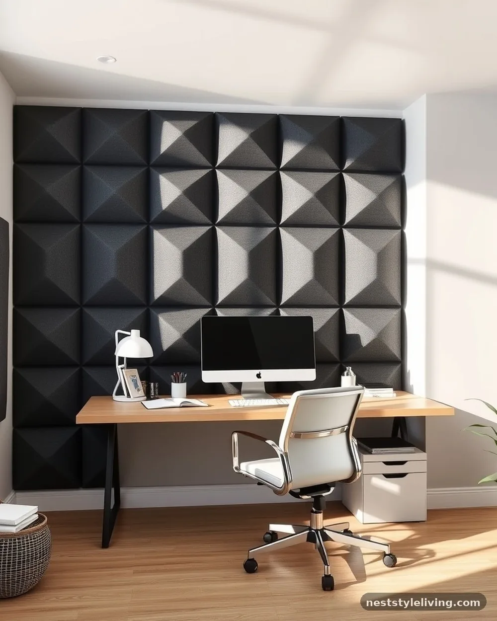 Acoustic Felt Wall Paneling - 15 Home Office Design Ideas That Boost Focus and Style