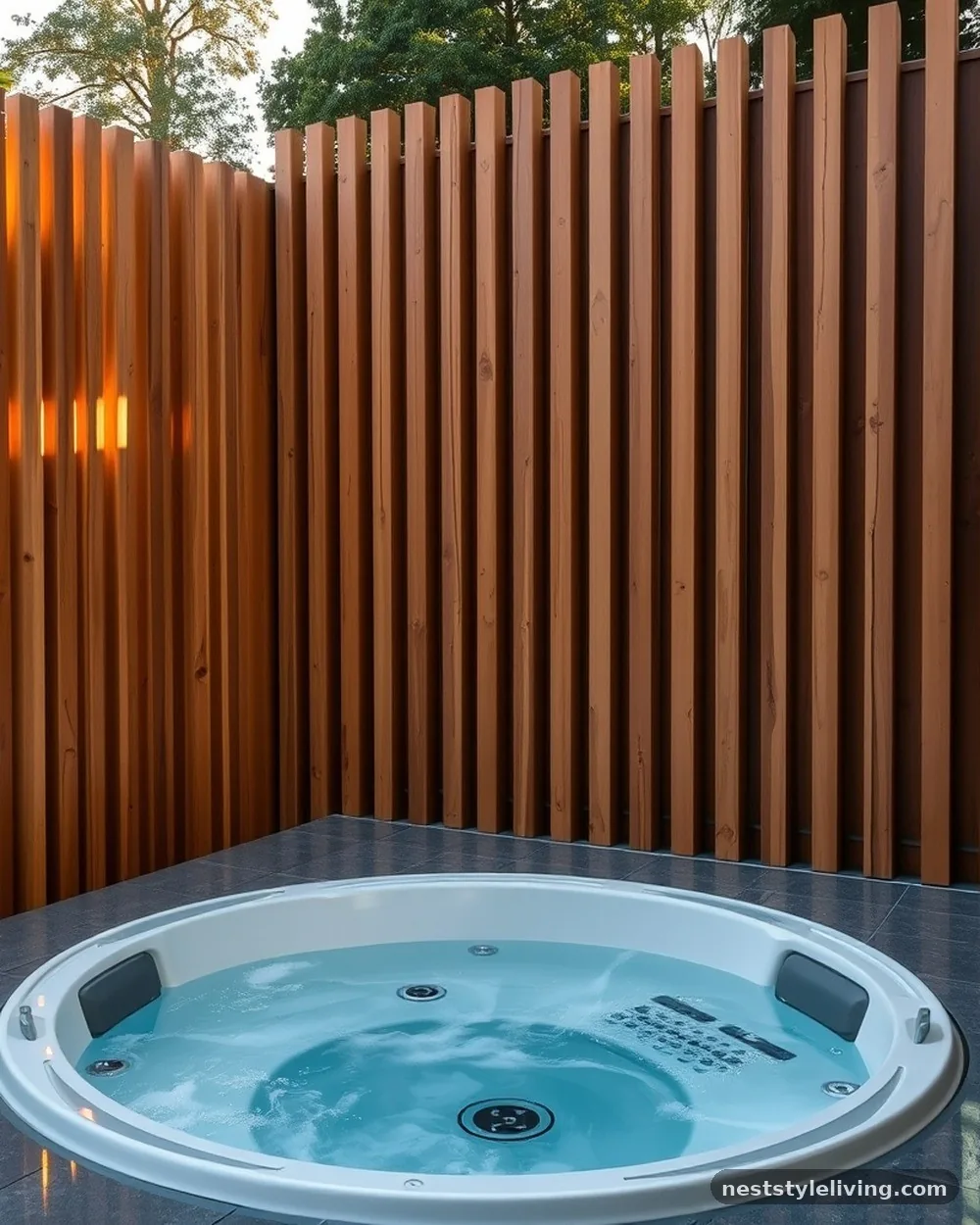 Cedar Privacy Slats - 21 Outdoor Jacuzzi Ideas for a Calm, Cozy Backyard