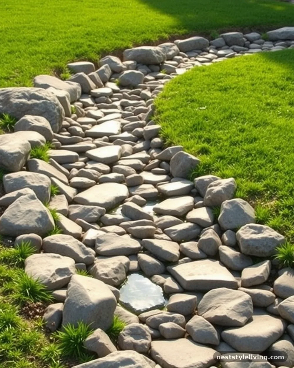 Dry Creek Bed Drainage - 16 River Rock Landscaping Ideas for a Polished Yard