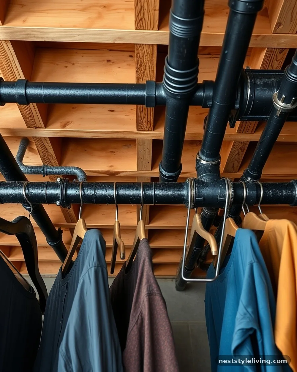 Industrial Pipe Hanging Rails - 20 Basement Laundry Room Ideas for a Better Setup