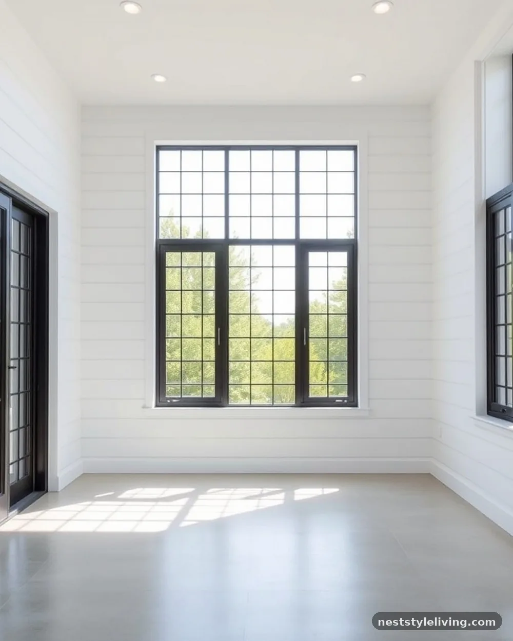Matte Black Steel Window Frames - 16 Industrial Farmhouse Ideas for a Bold Rustic Look