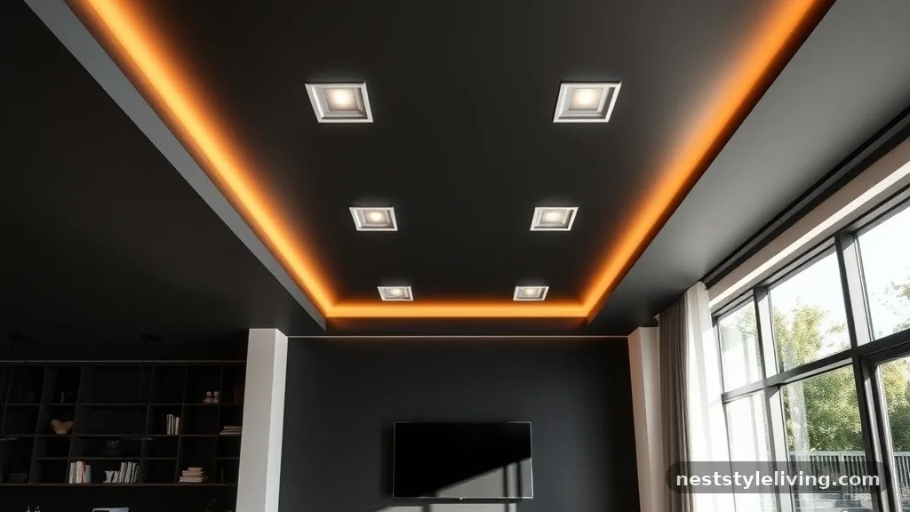 Matte Black Suspended Panels - 14 Modern Ceiling Designs That Transform Any Room