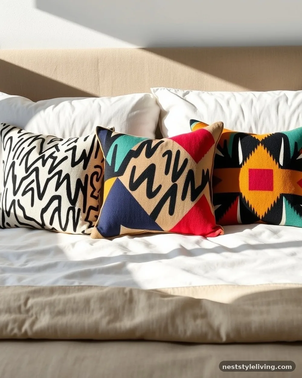 Memphis Design Accent Pillows - 20 80s Bedroom Ideas for a Fun Retro Look