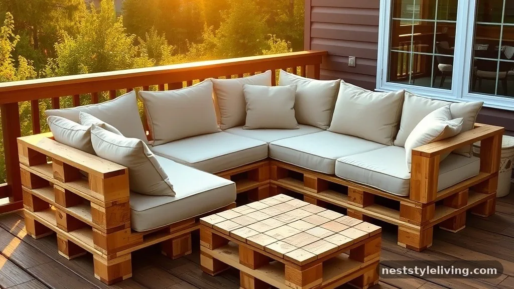 Modular L-Shaped Sectional - 17 Outdoor Pallet Projects for a More Stylish Backyard